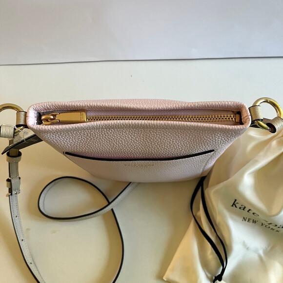 KATE SPADE + DUST BAG, Ava Color Block, Pebbled Leather Crossbody, Shimmer Pink - Picture 5 of 12